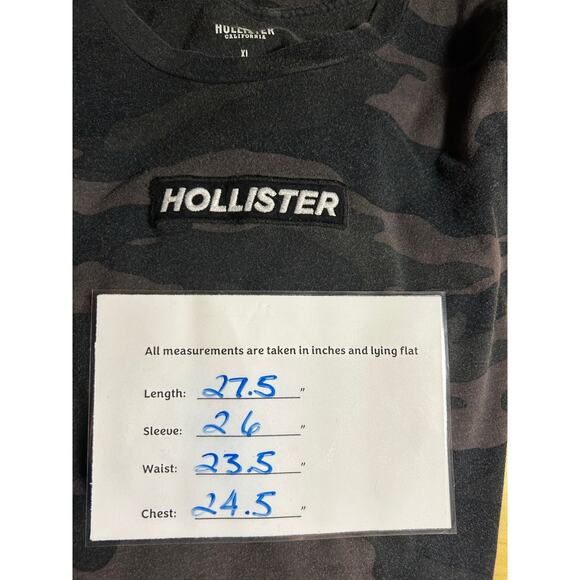 Men’s Hollister Long Sleeve Camo,  Black & White Logo Crew-neck Shirt Size XL - Picture 2 of 7